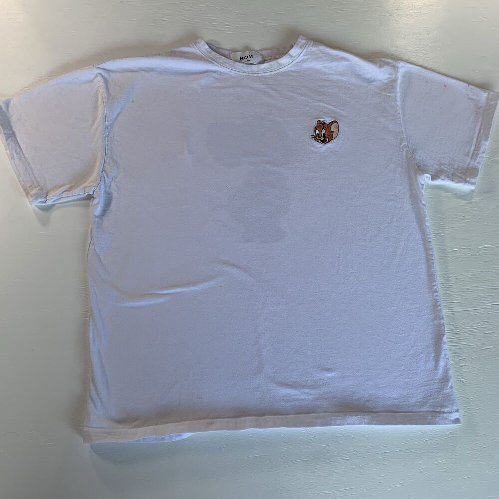 Vintage BOM 90s Tom And Jerry Embroidered T Shirt Size M